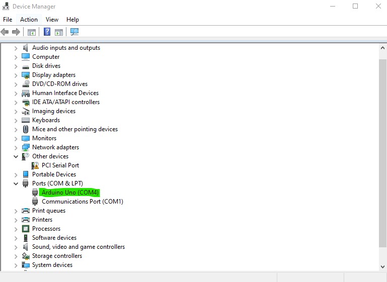 Arduino IDE serial port